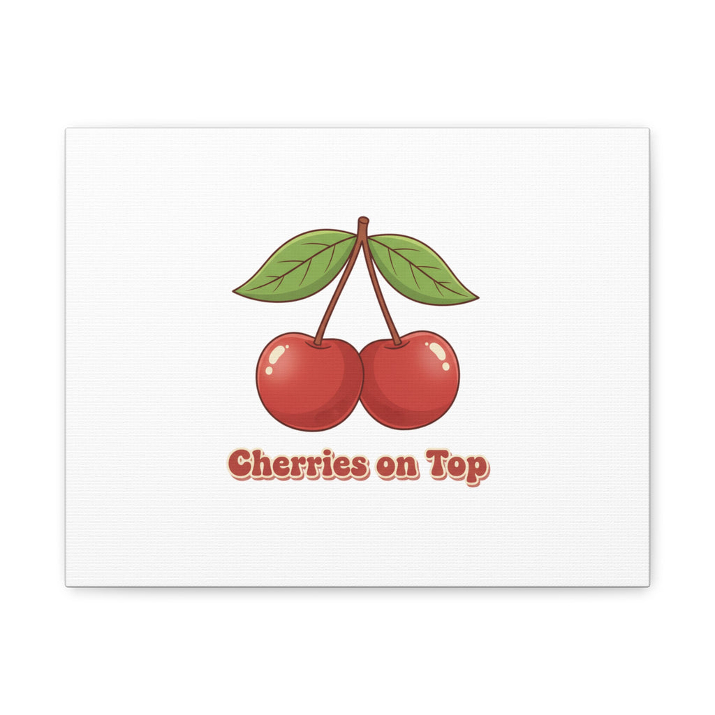 Cherry Illustration Canvas, vintage cherry fruit motif | kawaii retro wall art