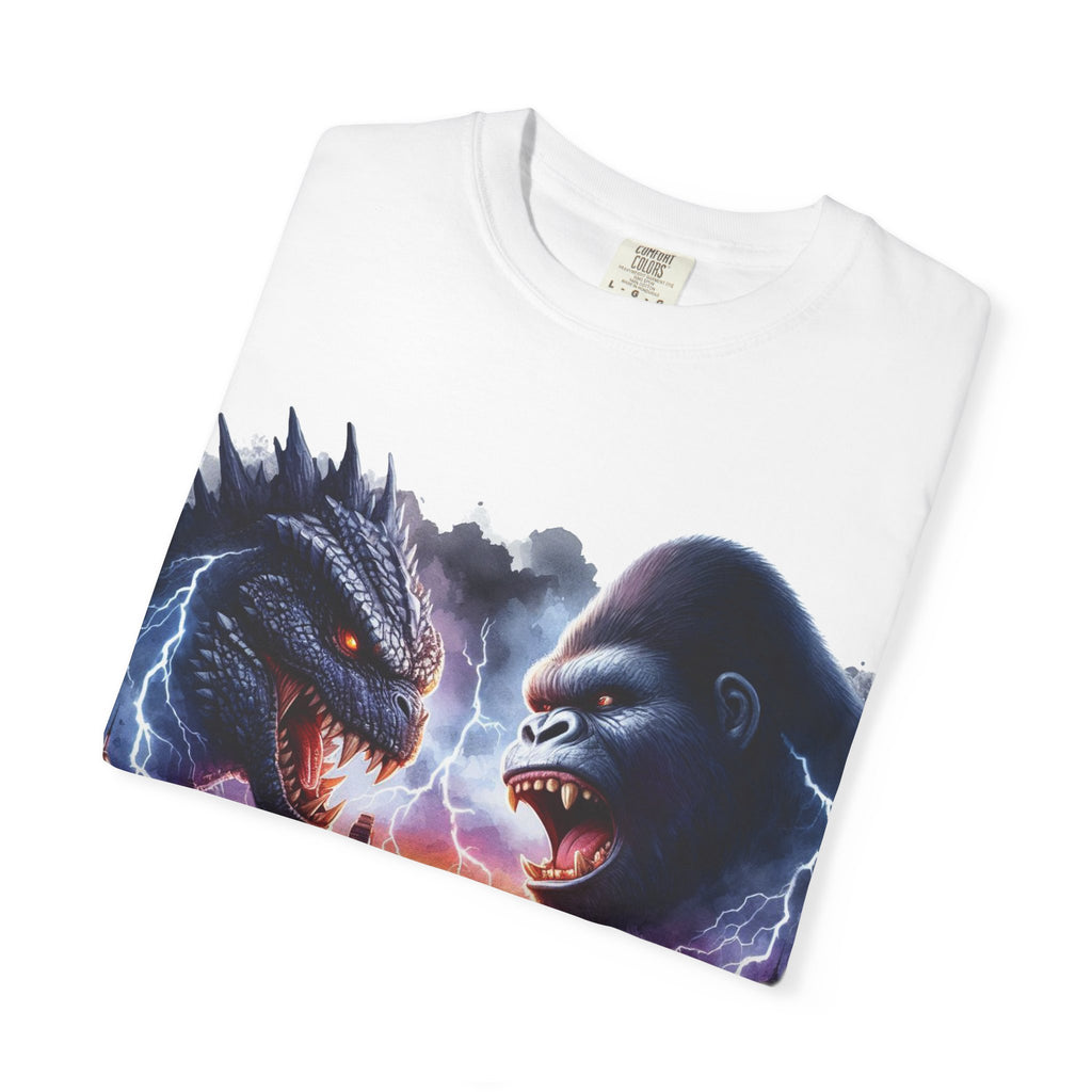 Godzilla vs Kong Battle Scene T-shirt | City Skyline Lightning