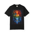 Psychedelic Elemental Face Art T-Shirt — Fire & Water Spiritual Graphic Tee