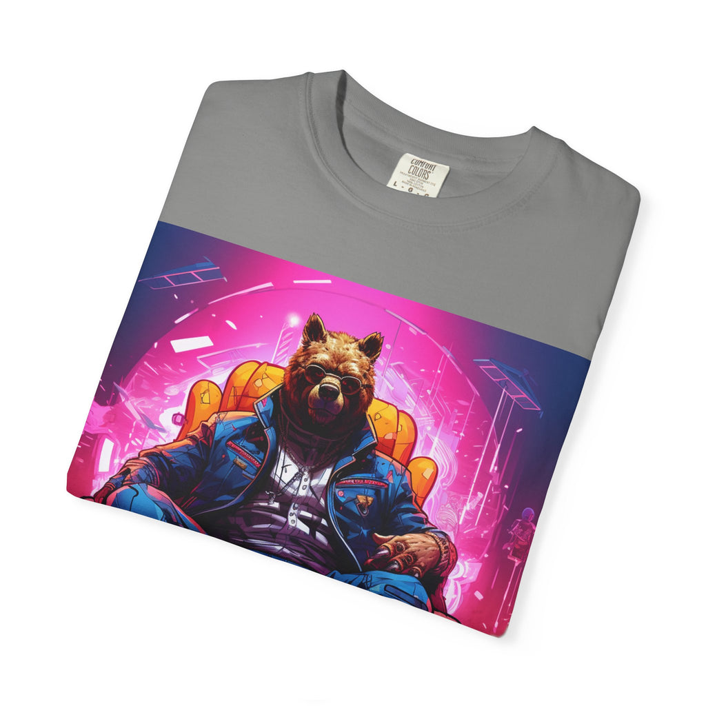 Bear Boss Graphic T-Shirt — Neon Cyberpunk Streetwear
