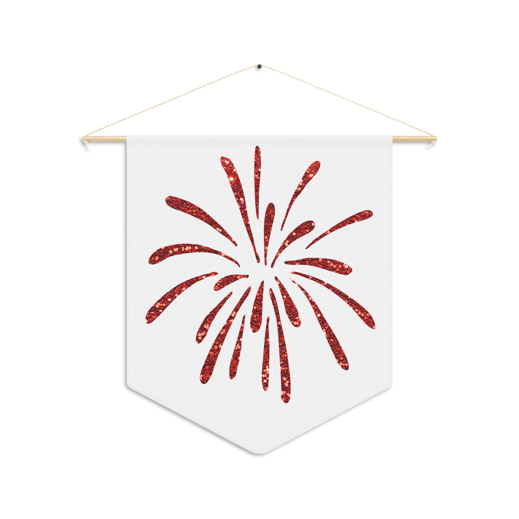 Firework Pennant Banner — Red Sparkle Celebration Wall Flag