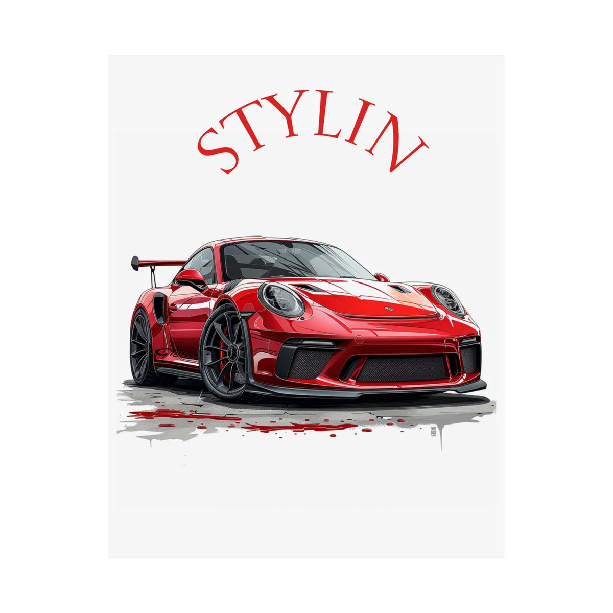 Sports Car Poster — 'STYLIN' Red Racecar Satin Print