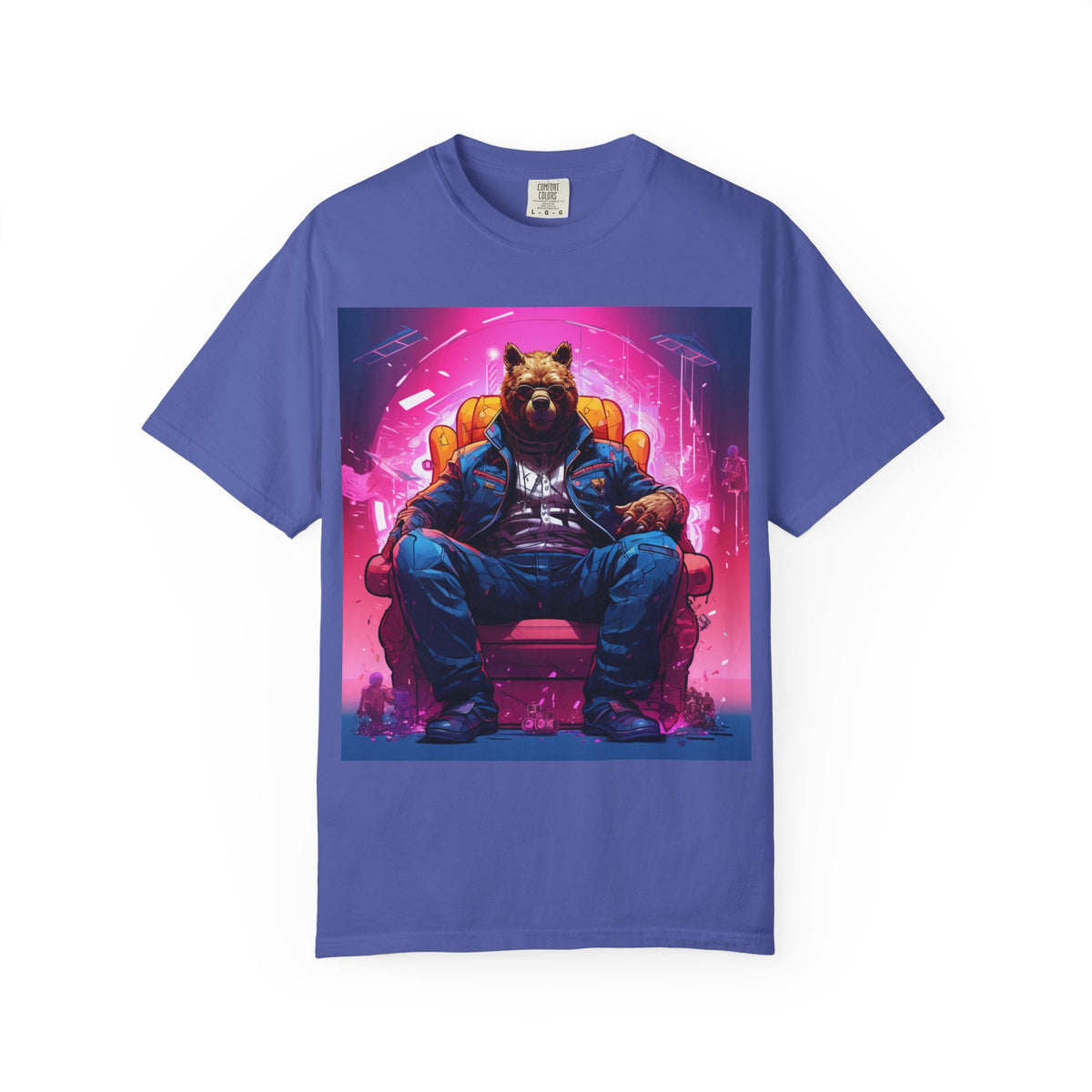Bear Boss Graphic T-Shirt — Neon Cyberpunk Streetwear