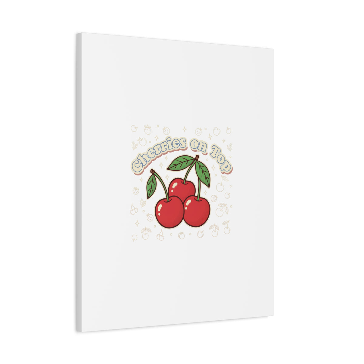 Cherries on Top Canvas | Retro Kawaii Fruit Print, Cherry Wall Art