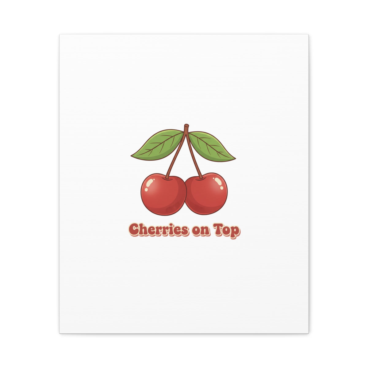 Cherry Illustration Canvas, vintage cherry fruit motif | kawaii retro wall art