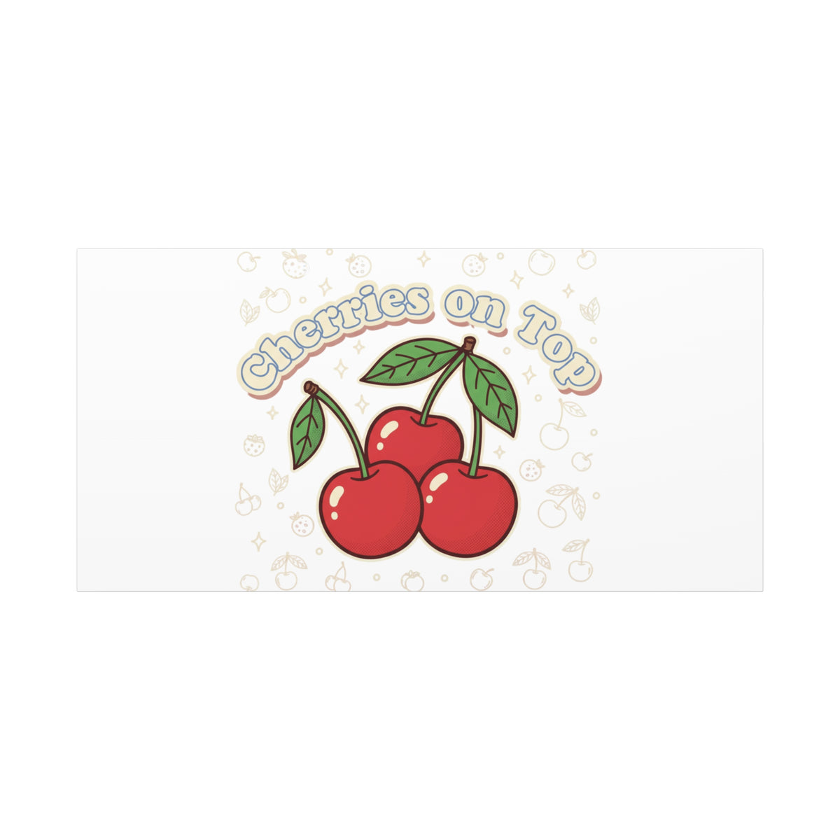 Cherries on Top Canvas | Retro Kawaii Fruit Print, Cherry Wall Art