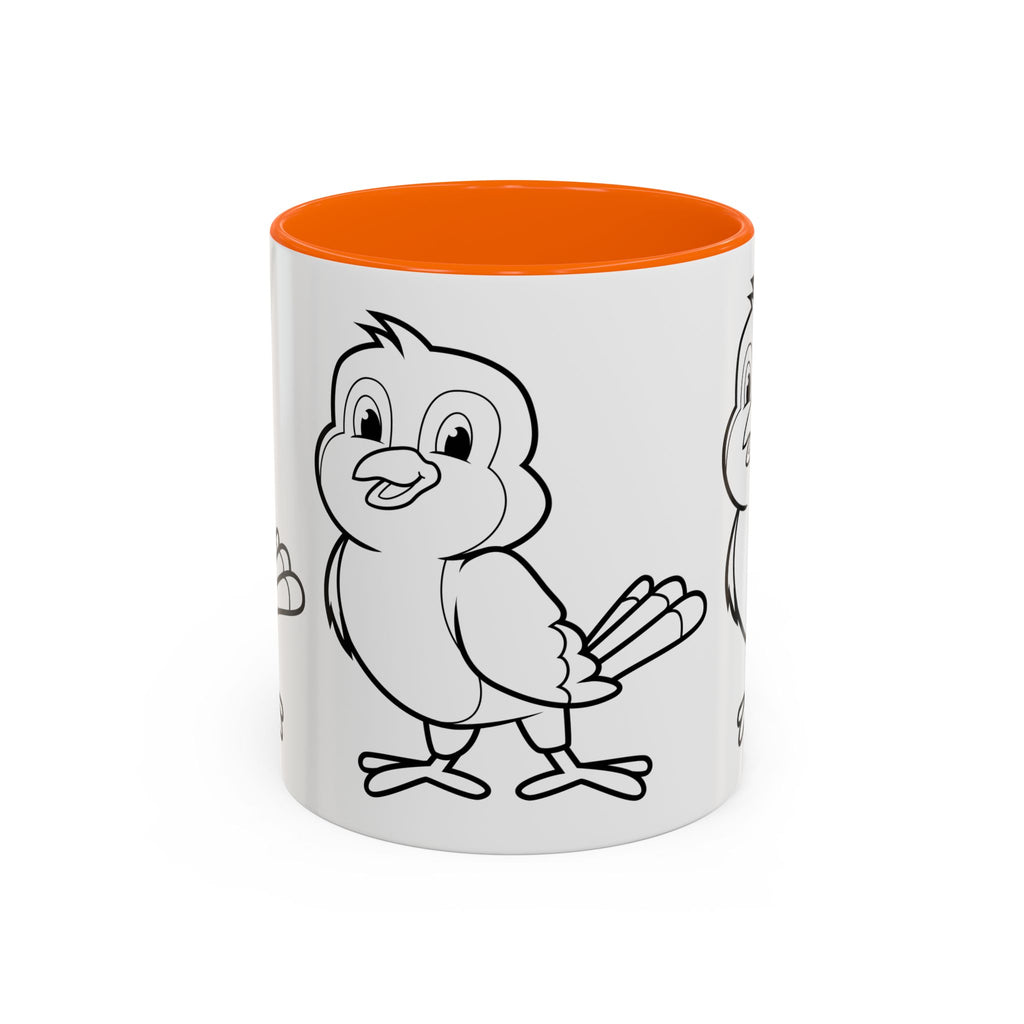 Bird Coloring Accent Coffee Mug — Cute Outline Chick Design (11/15 oz)
