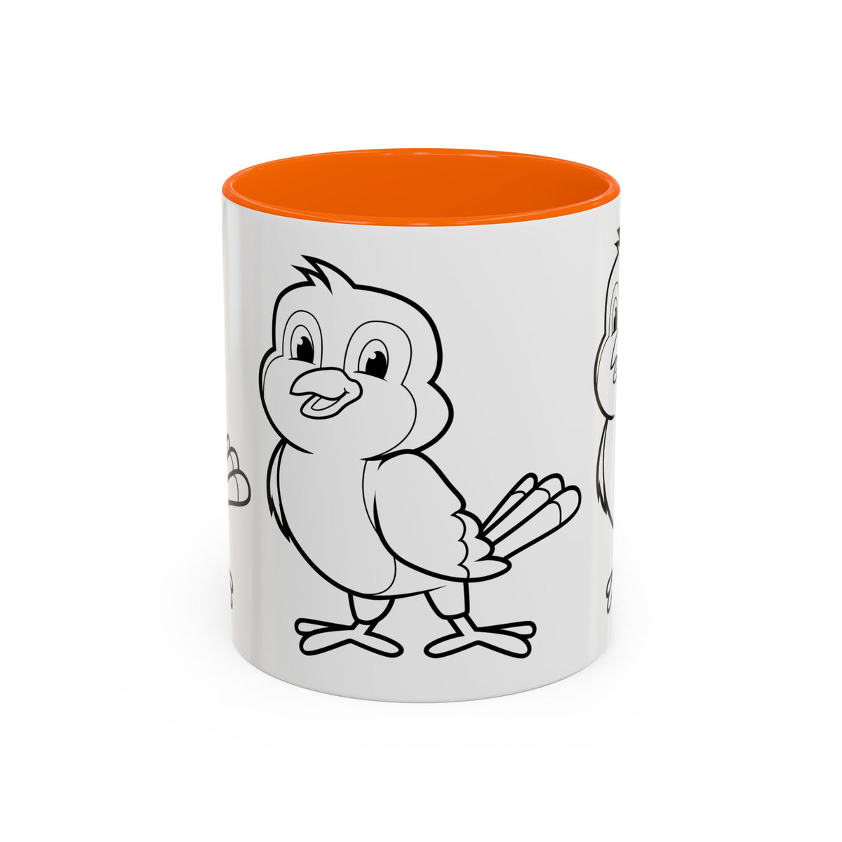 Bird Coloring Accent Coffee Mug — Cute Outline Chick Design (11/15 oz)