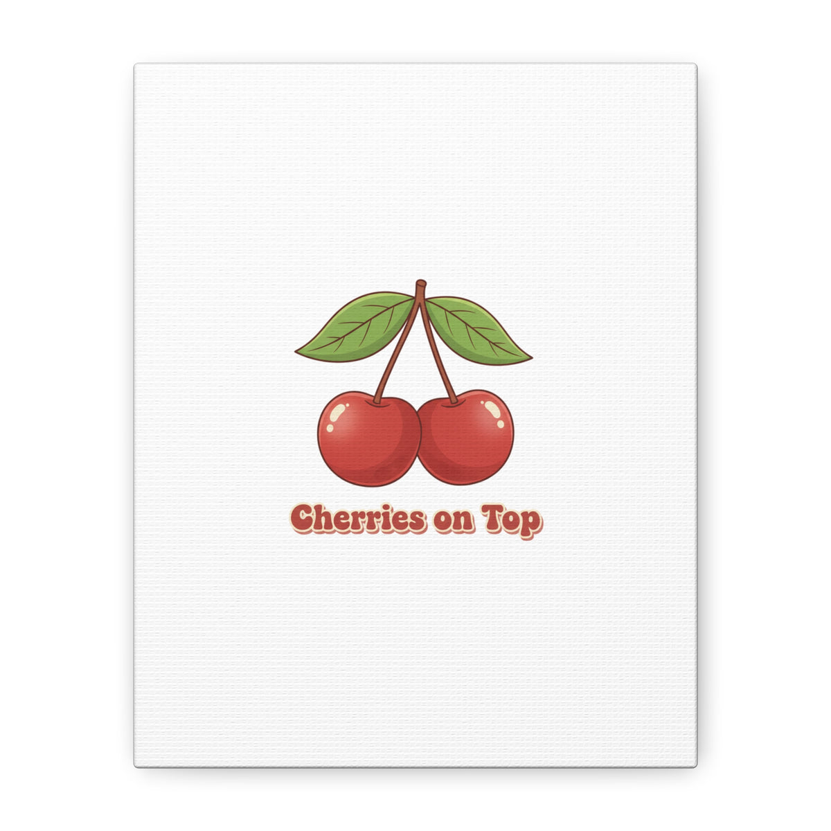Cherry Illustration Canvas, vintage cherry fruit motif | kawaii retro wall art