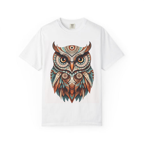 Bohemian Owl Graphic Tee — Intricate Tribal Owl Illustration T-Shirt