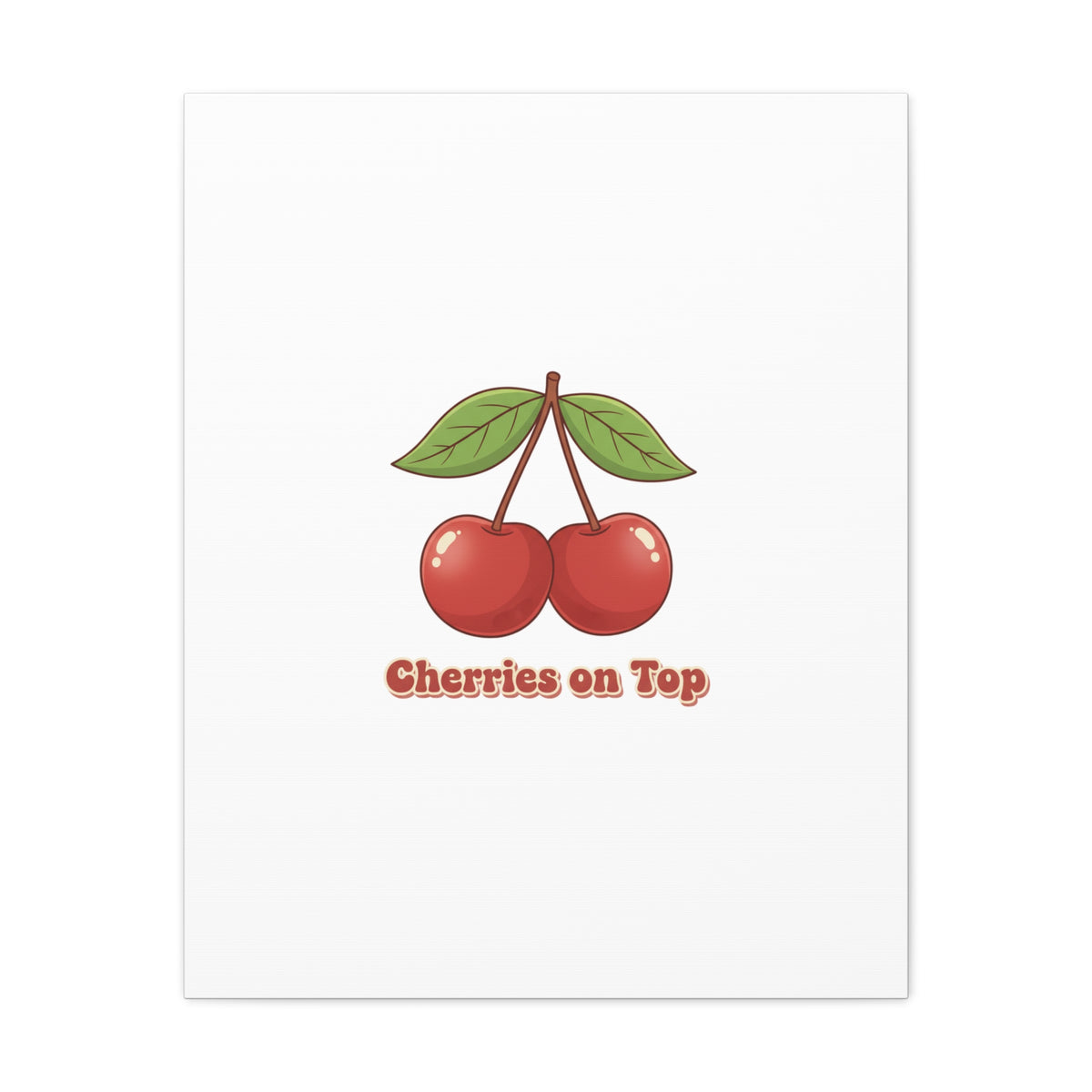 Cherry Illustration Canvas, vintage cherry fruit motif | kawaii retro wall art