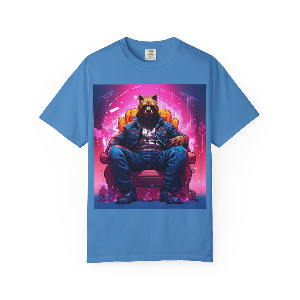 Bear Boss Graphic T-Shirt — Neon Cyberpunk Streetwear