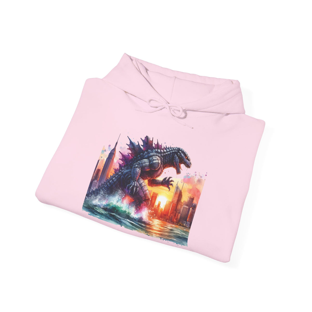 Godzilla Cityscape Hoodie – Retro Sunset Kaiju Graphic Sweatshirt