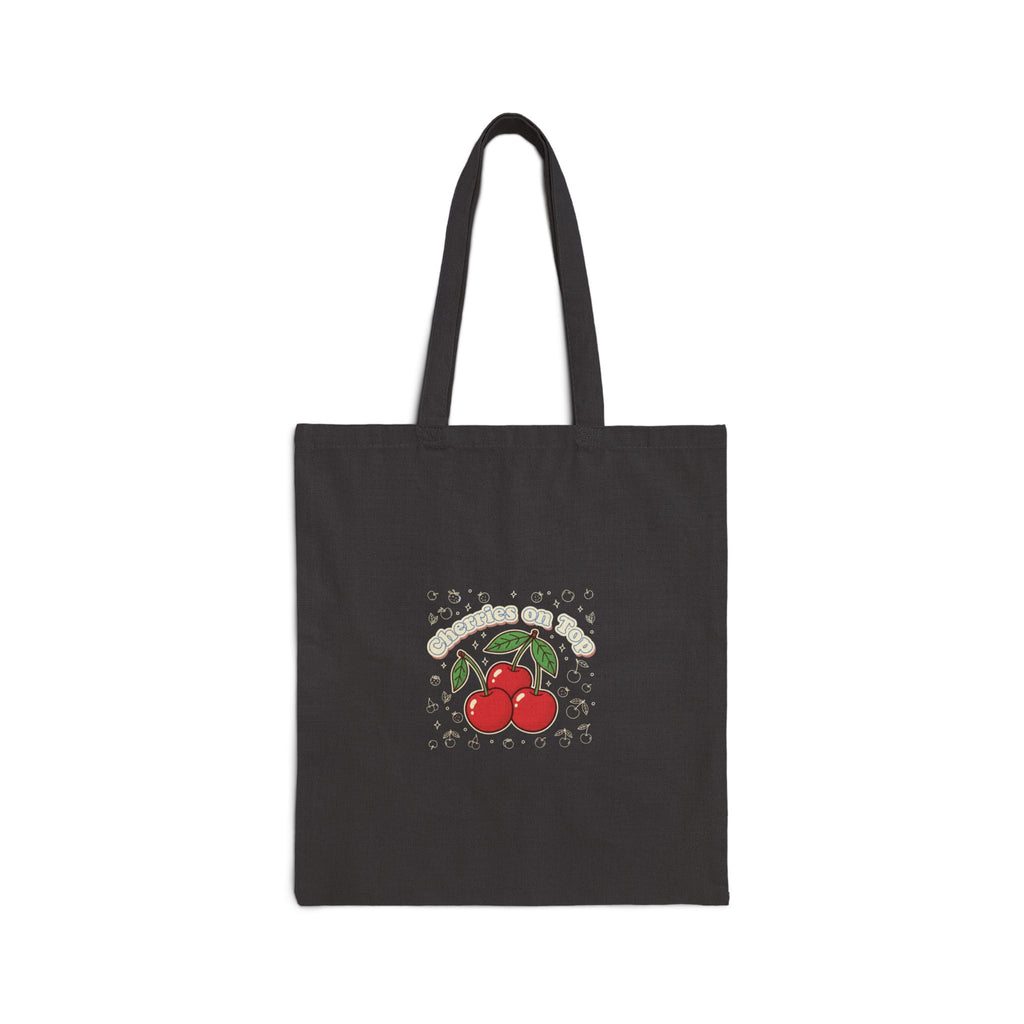 Retro Cherry Graphic Tote, fruit print, kawaii vintage-style