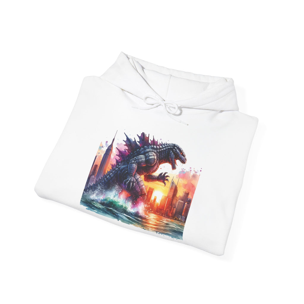 Godzilla Cityscape Hoodie – Retro Sunset Kaiju Graphic Sweatshirt