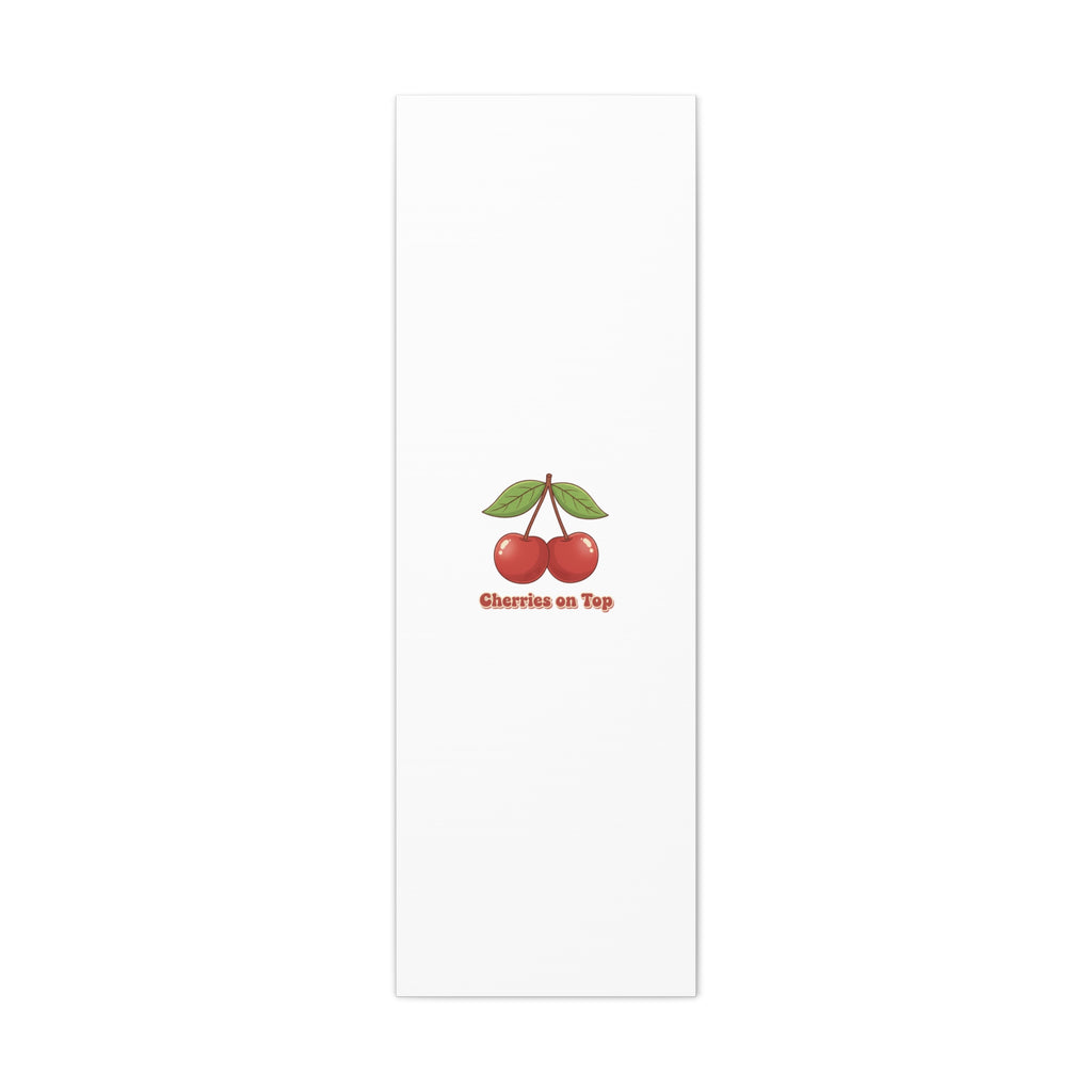 Cherry Illustration Canvas, vintage cherry fruit motif | kawaii retro wall art