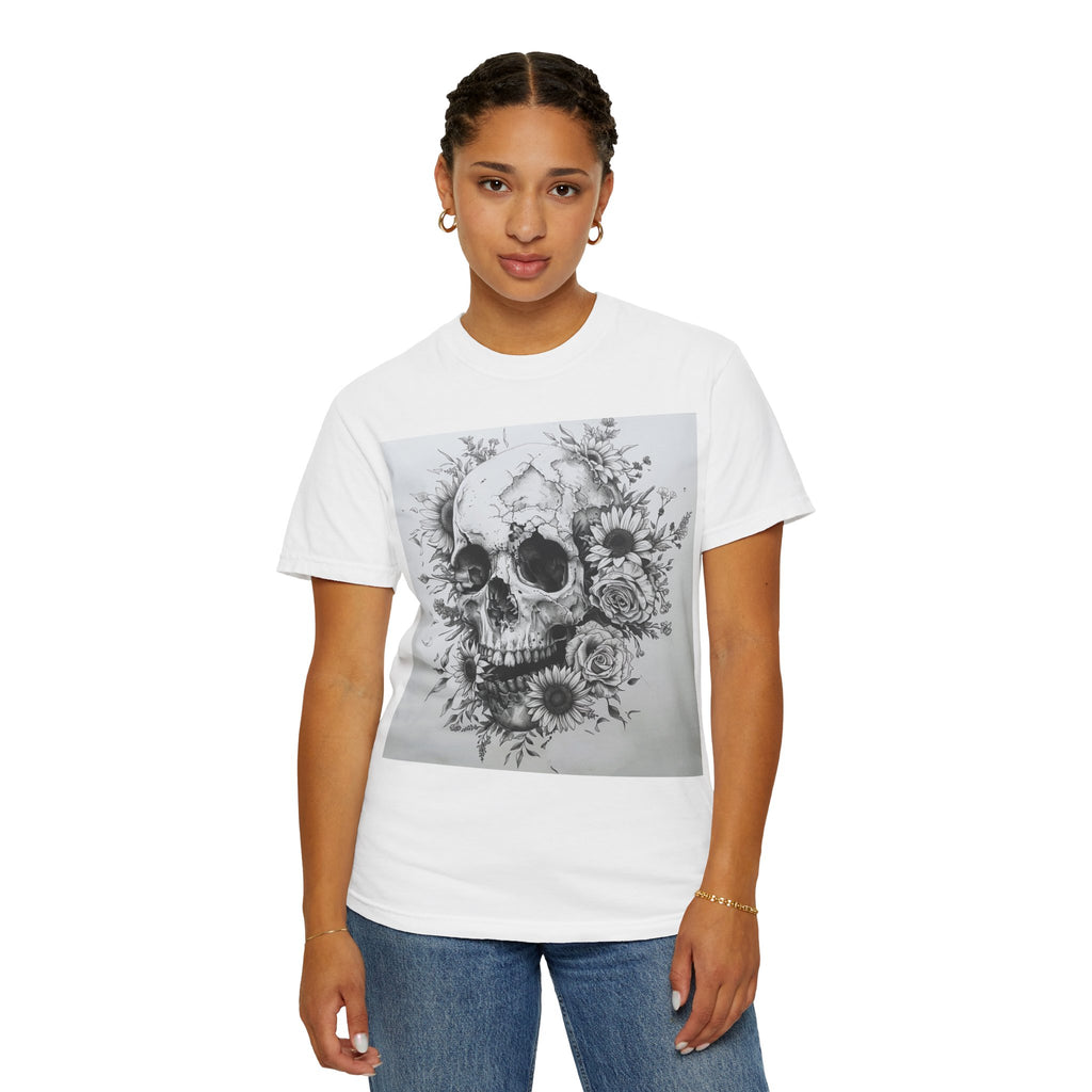 Skull & Sunflower T-Shirt — Floral Skull Graphic Tee