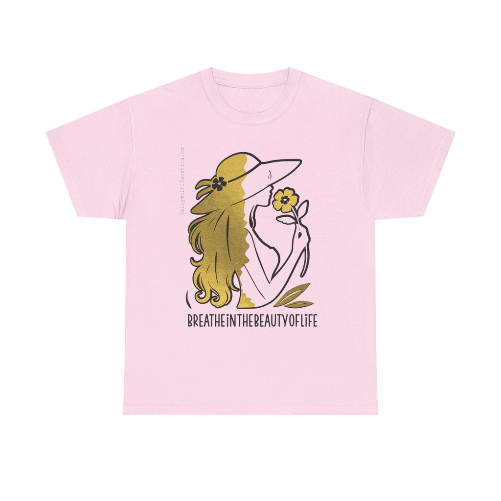 Women’s Floral Mindfulness Tee — “Breathe in the Beauty of Life” Graphic Shirt