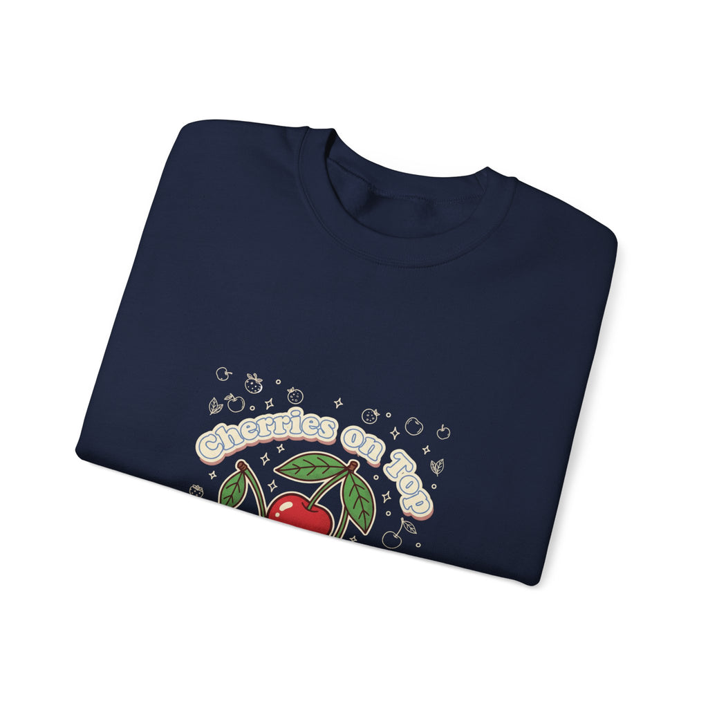 Cherries on Top Crewneck Sweatshirt | vintage cherry design, kawaii fruit graphic