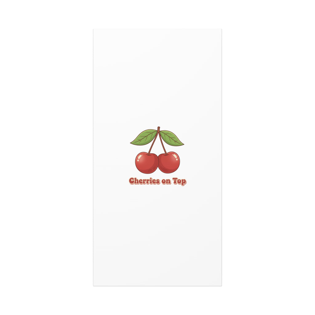 Cherry Illustration Canvas, vintage cherry fruit motif | kawaii retro wall art