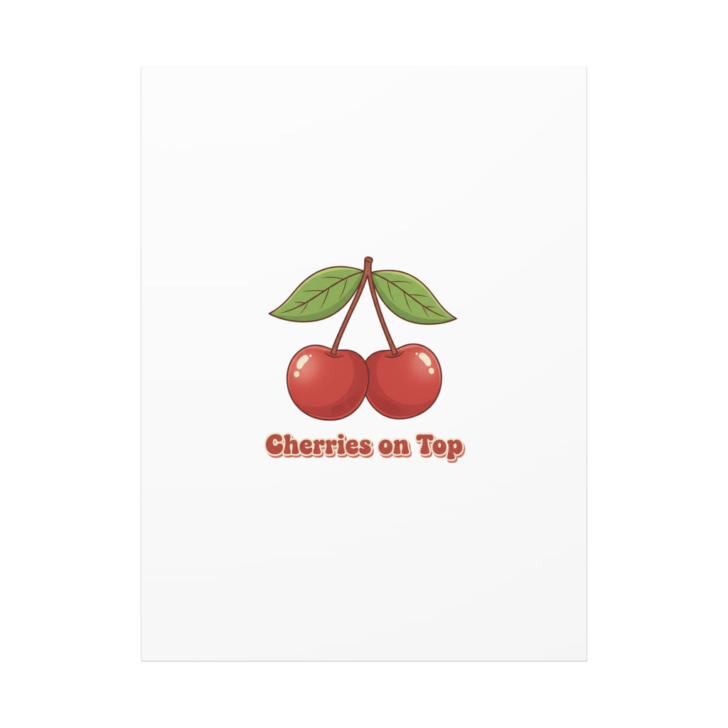 Cherry Illustration Canvas, vintage cherry fruit motif | kawaii retro wall art