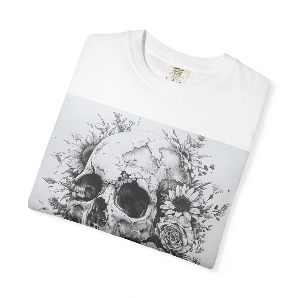 Skull & Sunflower T-Shirt — Floral Skull Graphic Tee