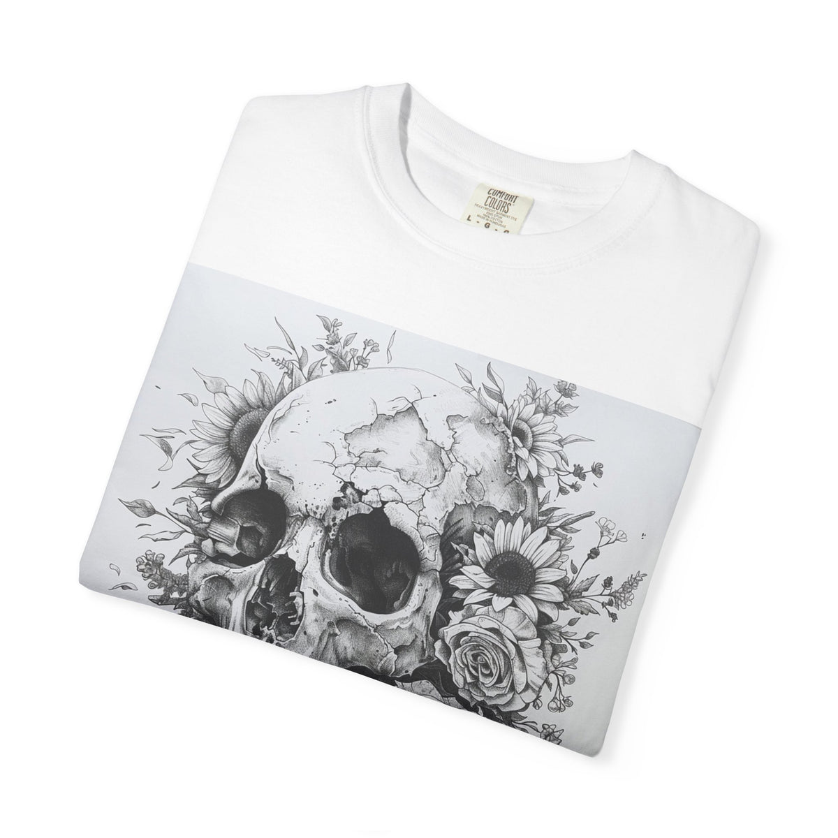 Skull & Sunflower T-Shirt — Floral Skull Graphic Tee