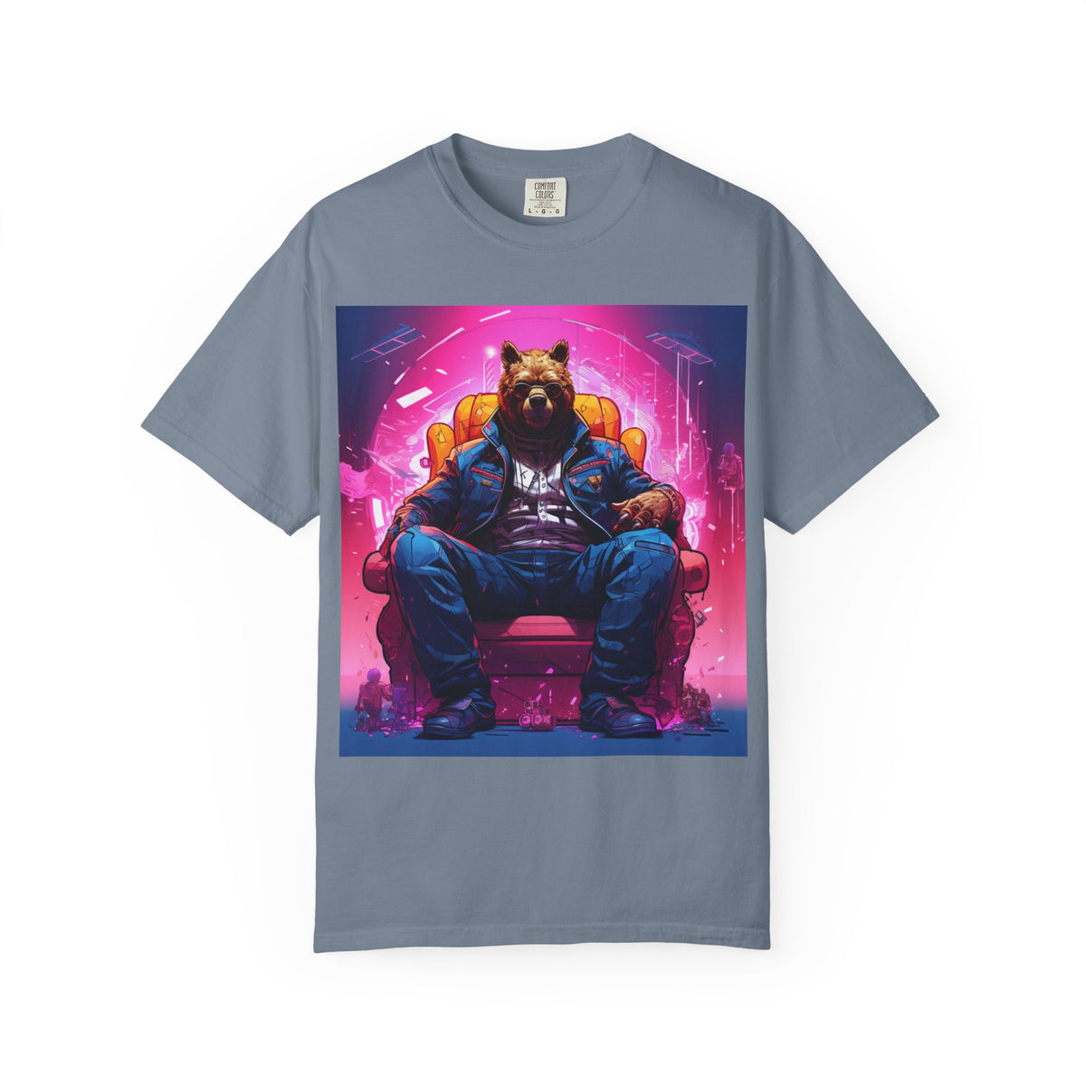 Bear Boss Graphic T-Shirt — Neon Cyberpunk Streetwear