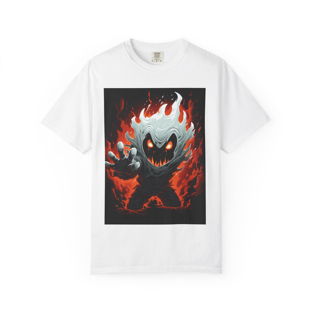 Flaming Ghost Graphic T-Shirt — Spooky Haunted Monster Tee