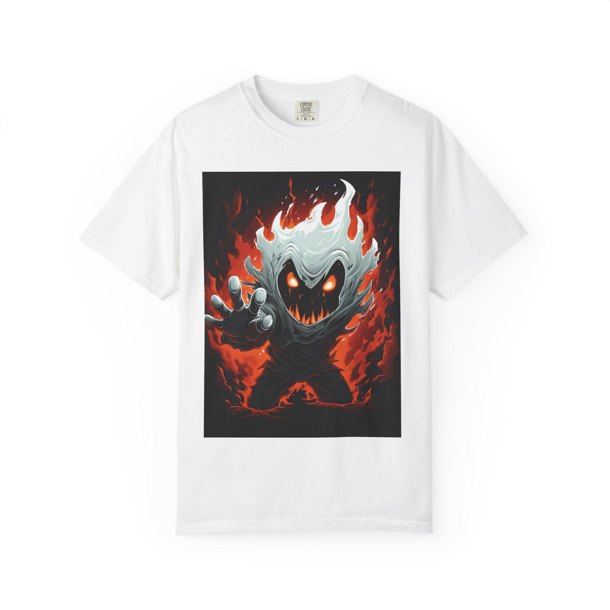 Flaming Ghost Graphic T-Shirt — Spooky Haunted Monster Tee