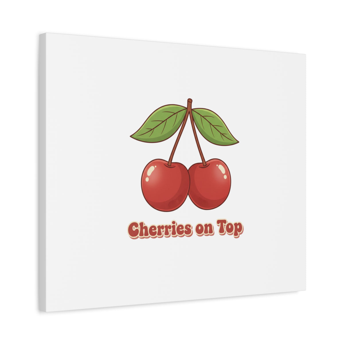 Cherry Illustration Canvas, vintage cherry fruit motif | kawaii retro wall art