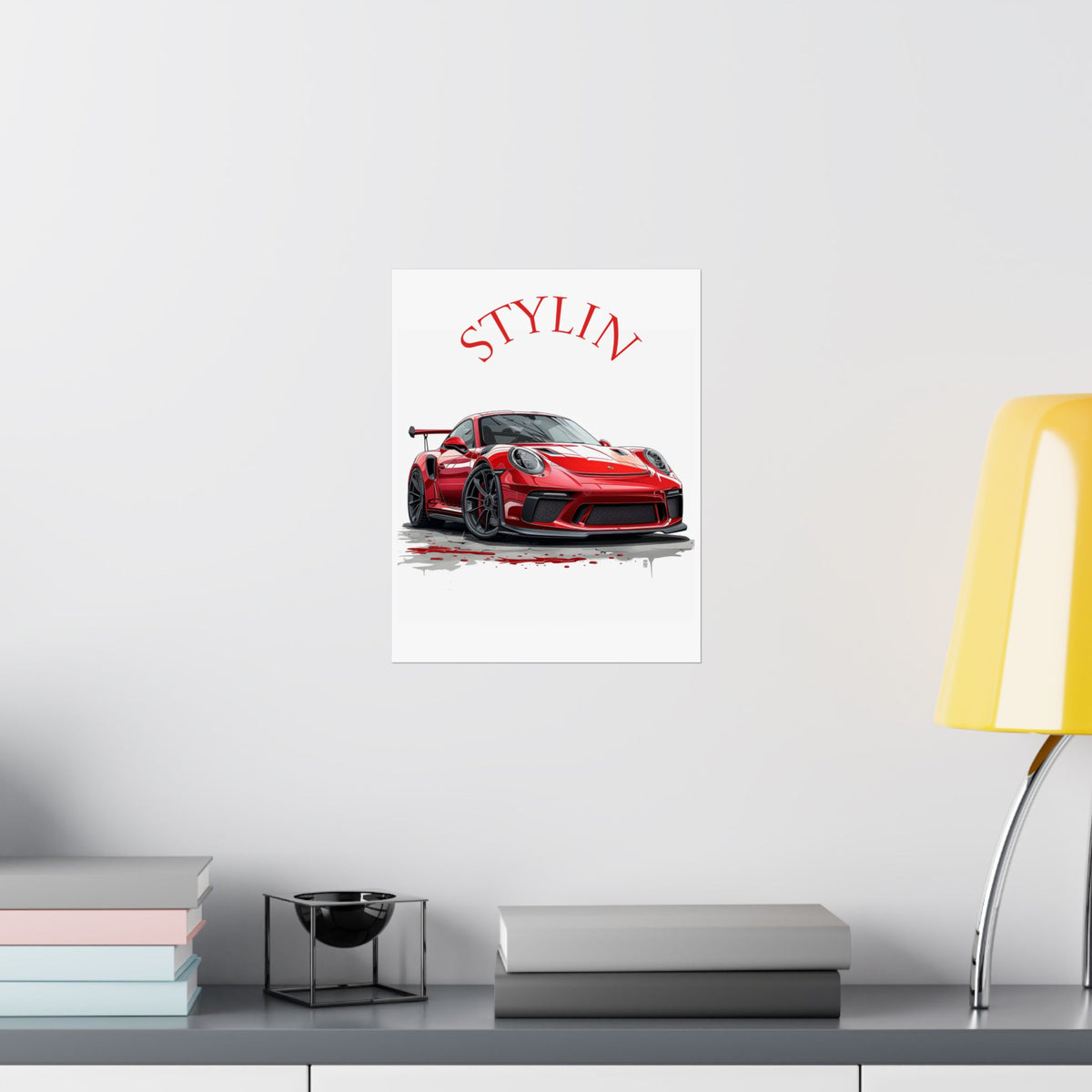 Sports Car Poster — 'STYLIN' Red Racecar Satin Print