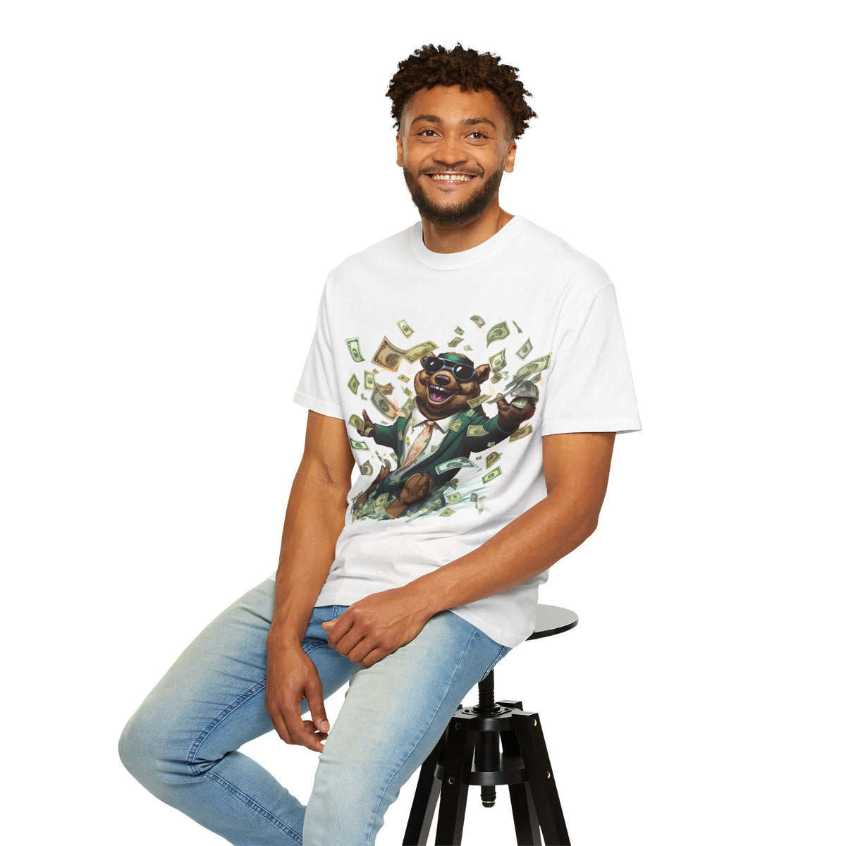 T-Shirt — Playful Money Bear Graphic Tee