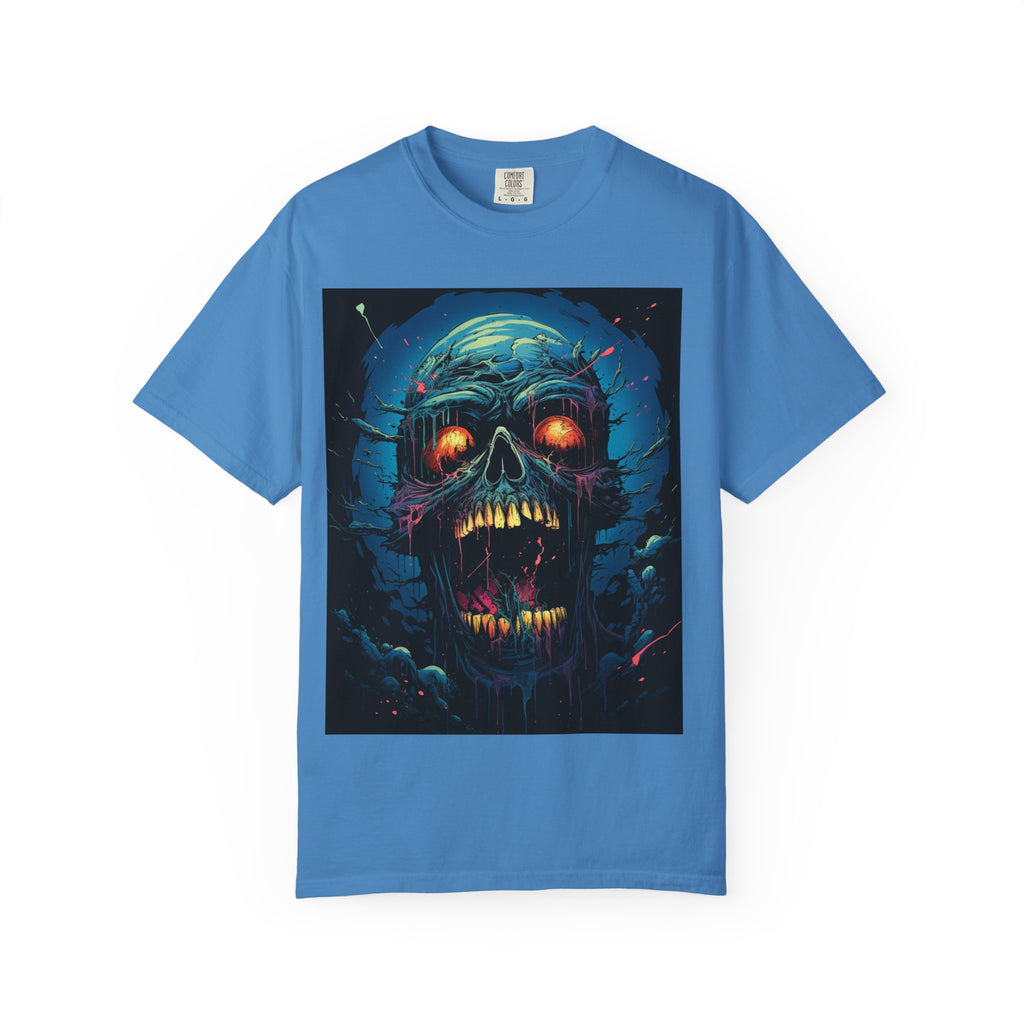 Horror Skull T-Shirt — Glowing Zombie Skull Graphic Tee for Halloween