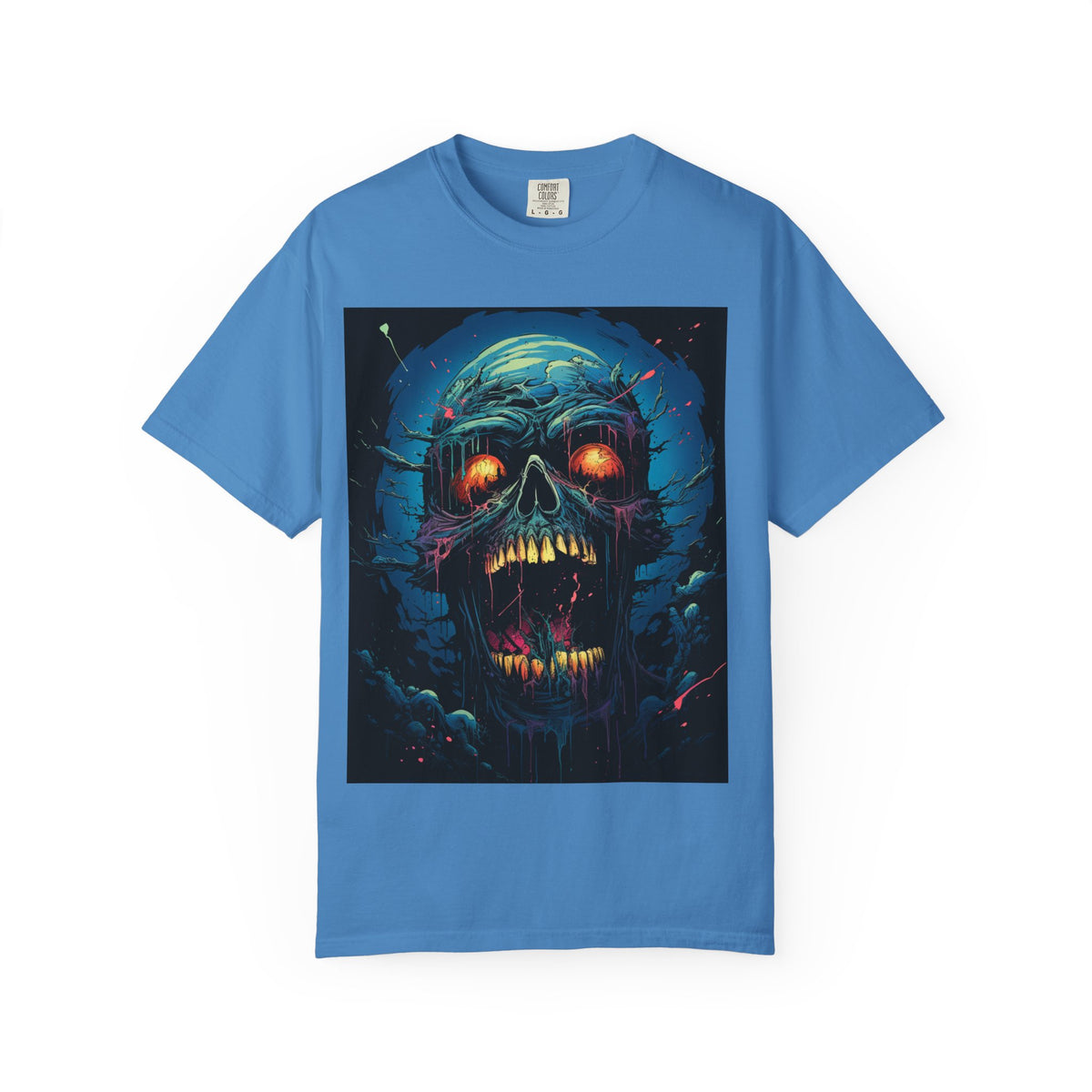 Horror Skull T-Shirt — Glowing Zombie Skull Graphic Tee for Halloween