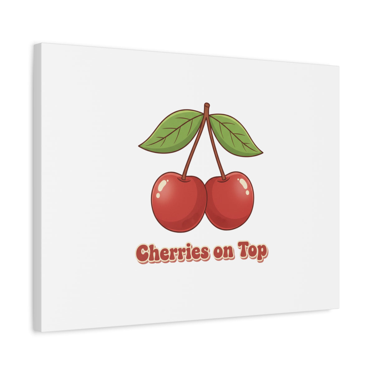 Cherry Illustration Canvas, vintage cherry fruit motif | kawaii retro wall art