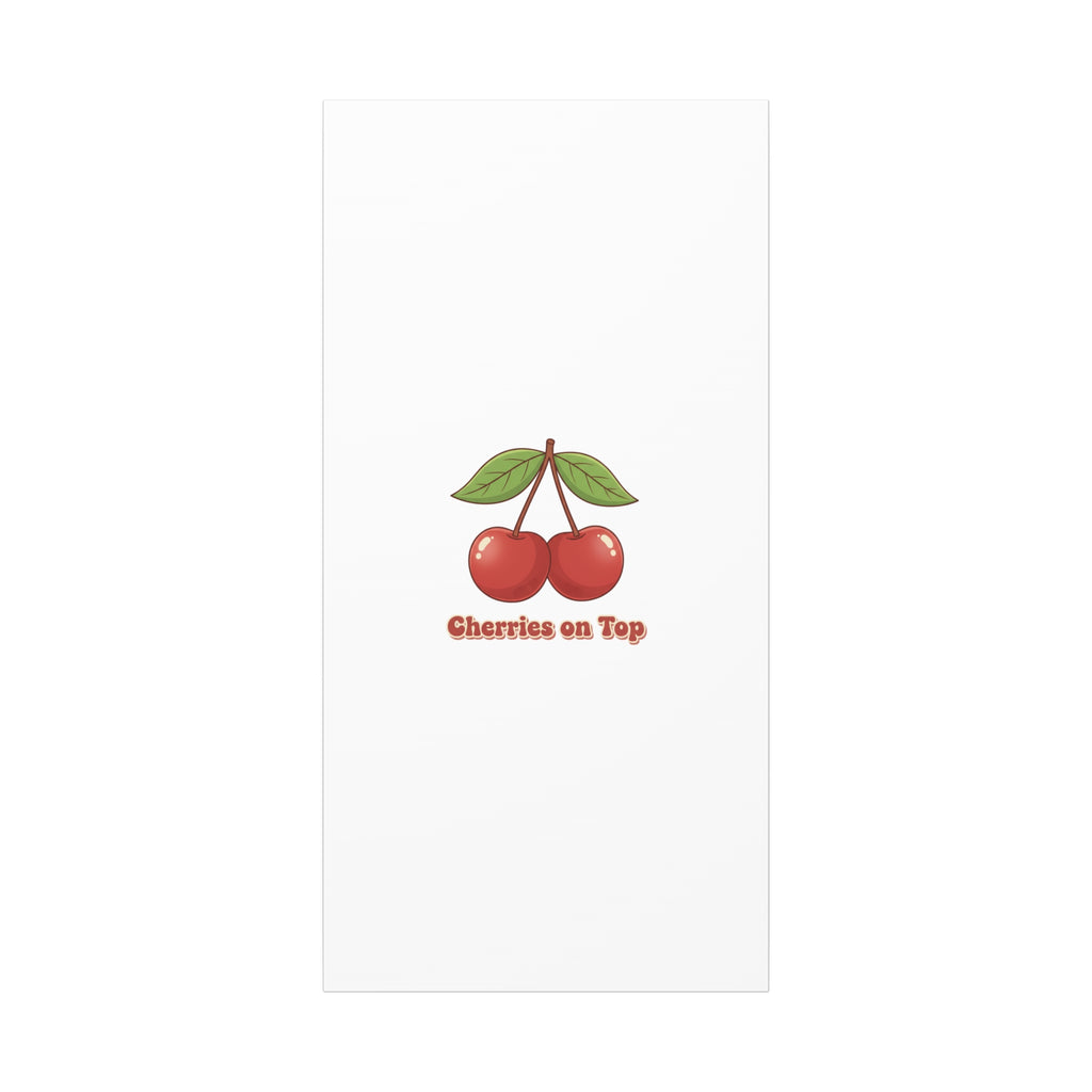Cherry Illustration Canvas, vintage cherry fruit motif | kawaii retro wall art