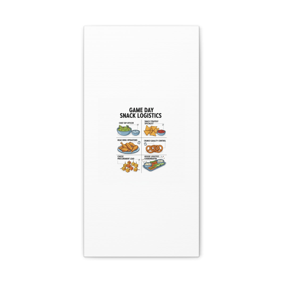 Game Day Snack Logistics Canvas, Dip Strategist Poster | Game Day Blueprint