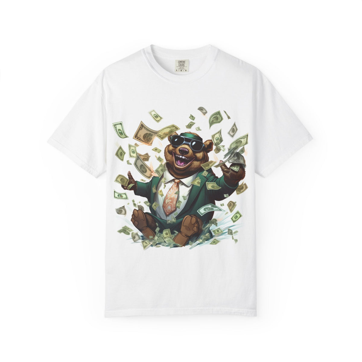 Bear in a Suit T-Shirt — 'Money Party' Funny Graphic Tee
