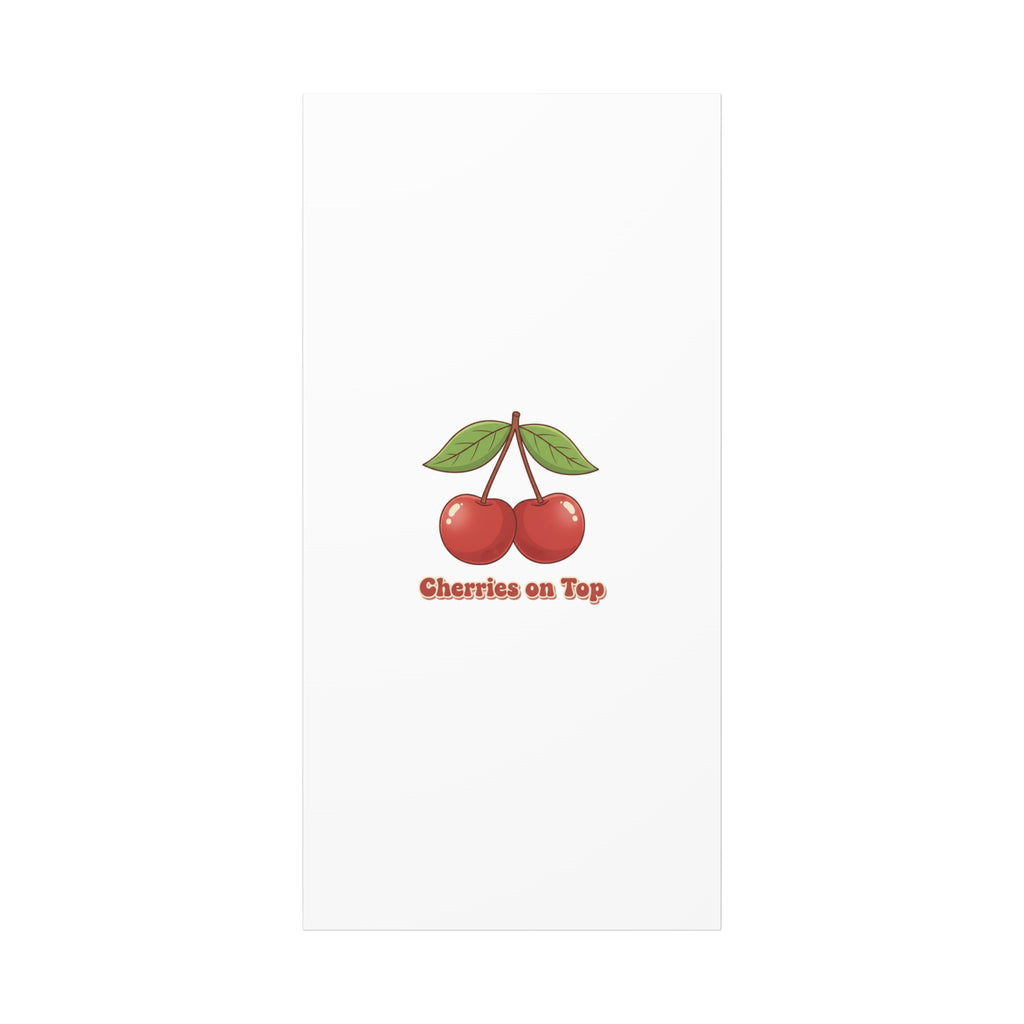 Cherry Illustration Canvas, vintage cherry fruit motif | kawaii retro wall art