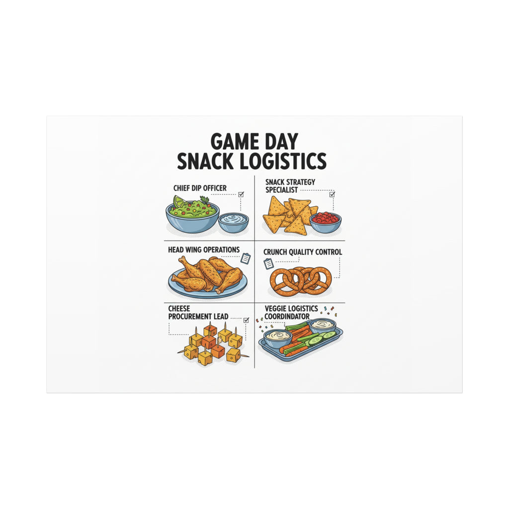 Game Day Snack Logistics Canvas, Dip Strategist Poster | Game Day Blueprint