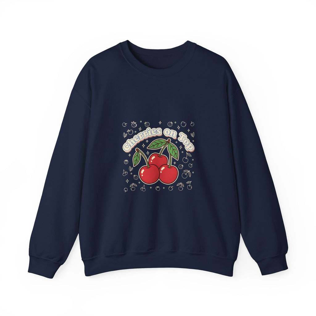 Cherries on Top Crewneck Sweatshirt | vintage cherry design, kawaii fruit graphic