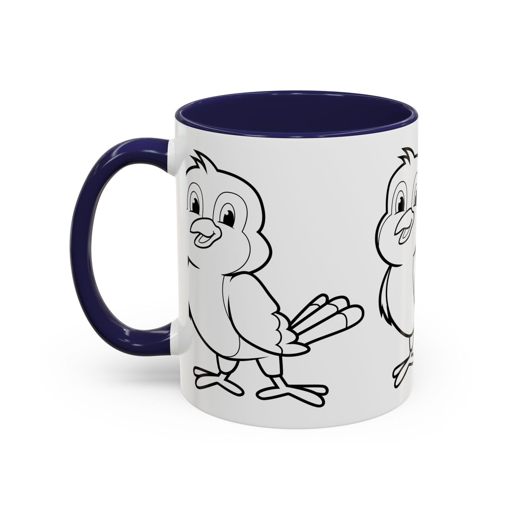 Bird Coloring Accent Coffee Mug — Cute Outline Chick Design (11/15 oz)