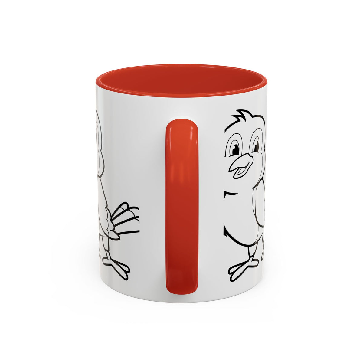 Bird Coloring Accent Coffee Mug — Cute Outline Chick Design (11/15 oz)