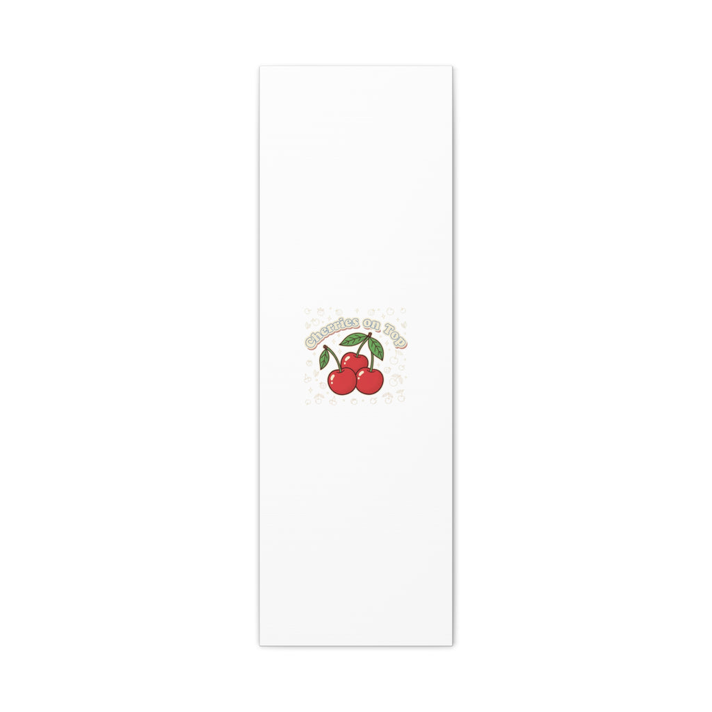 Cherries on Top Canvas | Retro Kawaii Fruit Print, Cherry Wall Art