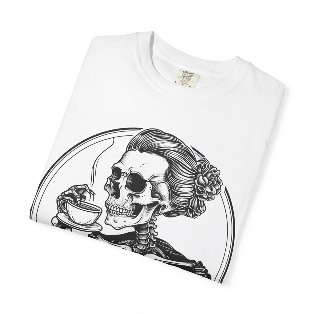 Skull Tea T-Shirt — Vintage Skeleton Sipping Tea Graphic Tee