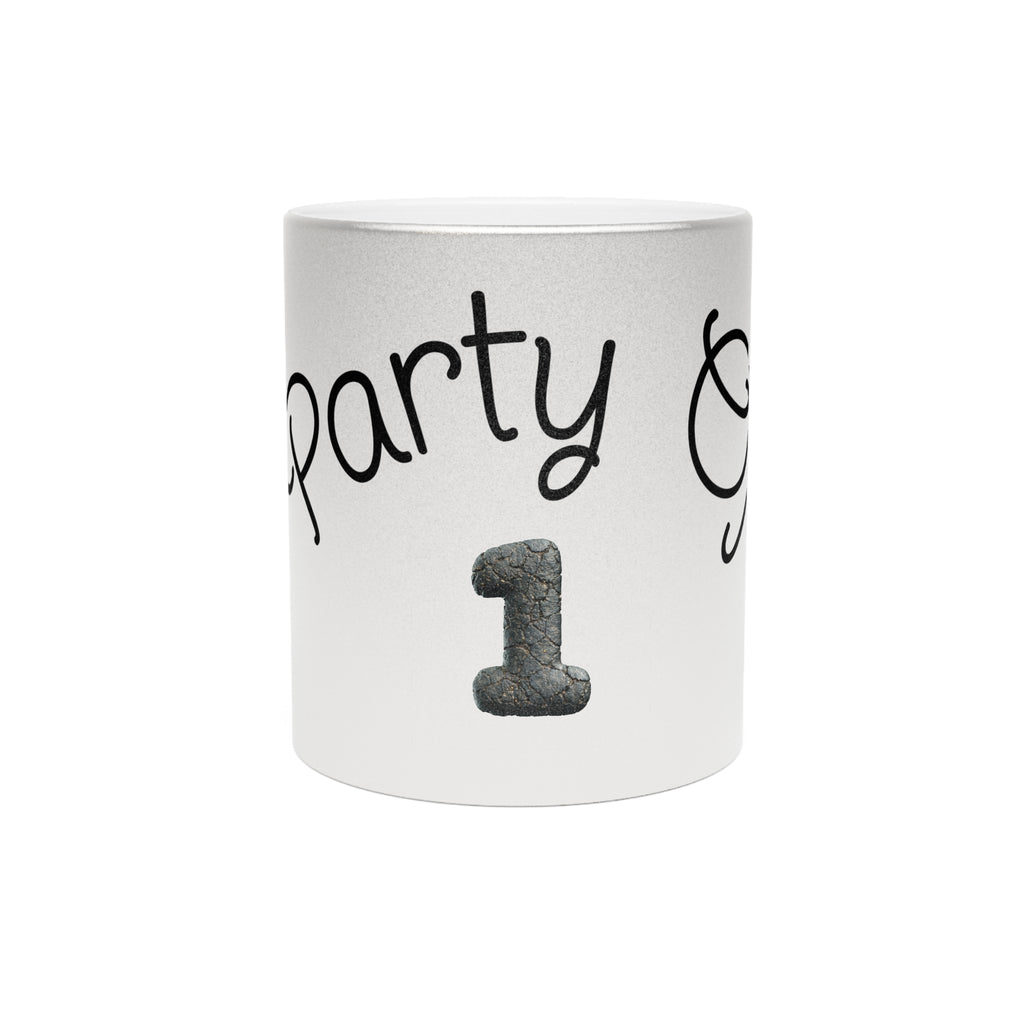 Metallic Party Girl Mug — Silver/Gold Sparkle Coffee Cup
